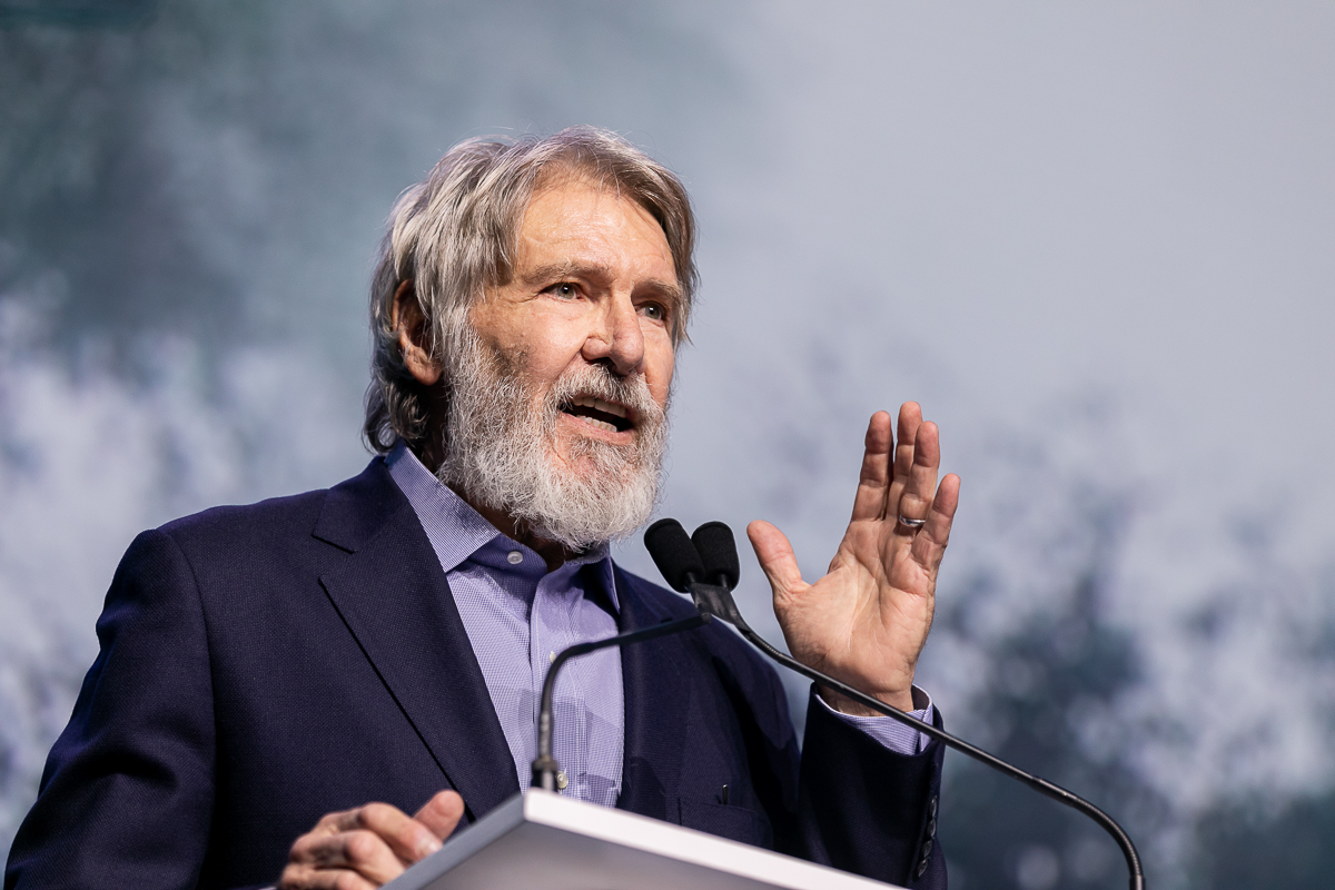 harrison-ford-talking-at-global-action-climate-summit Conference